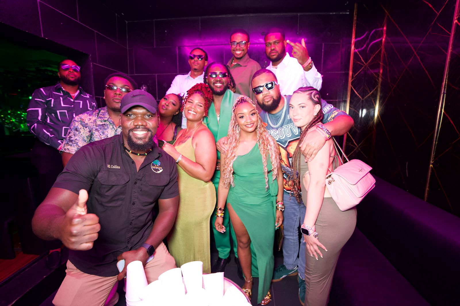 Collins with nightlife guests during a hosted Punta Cana night out